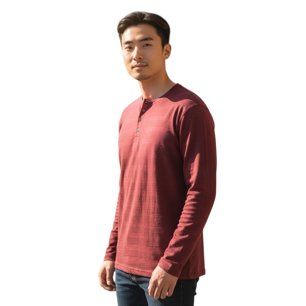 PX Long Sleeve Henley Men's Size XXL 2XL Burgundy Red Waffle Knit Shirt NWT
